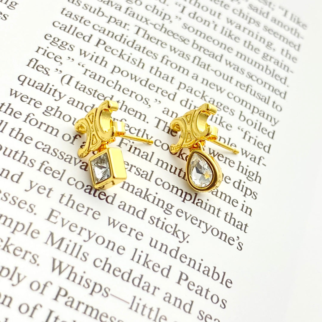 CELINE Crystal Triomphe Earrings
