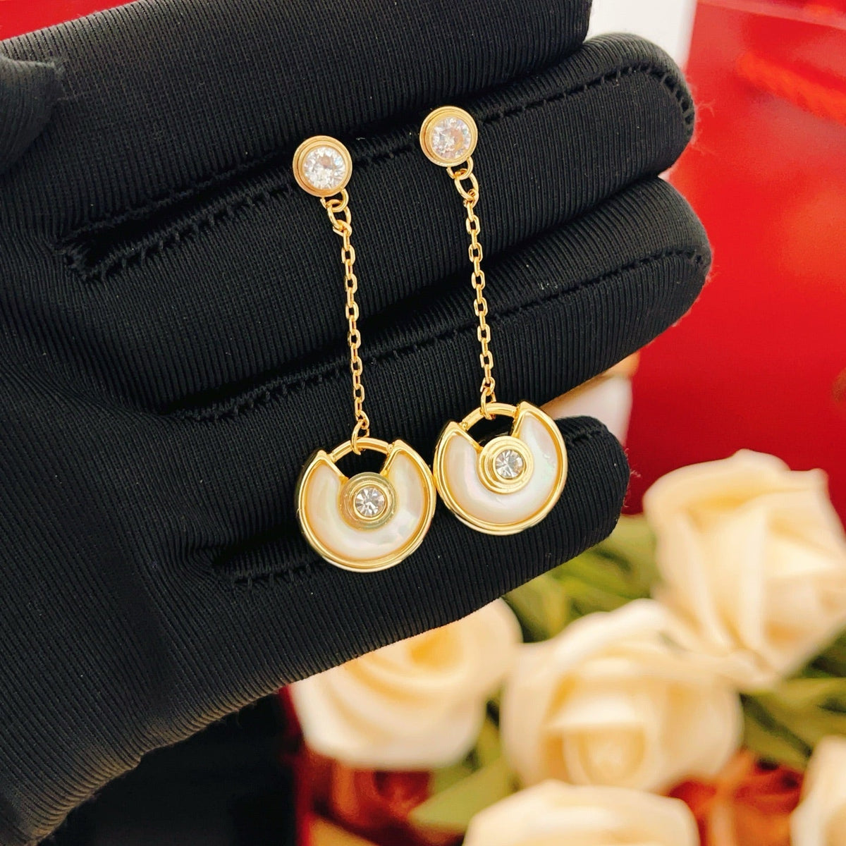 Cartier Tassel Mother-of-Pearl Amulet Stud Earrings