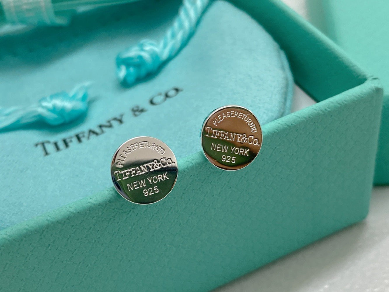Tiffany & Co. 925 Silver Key Motif Earrings