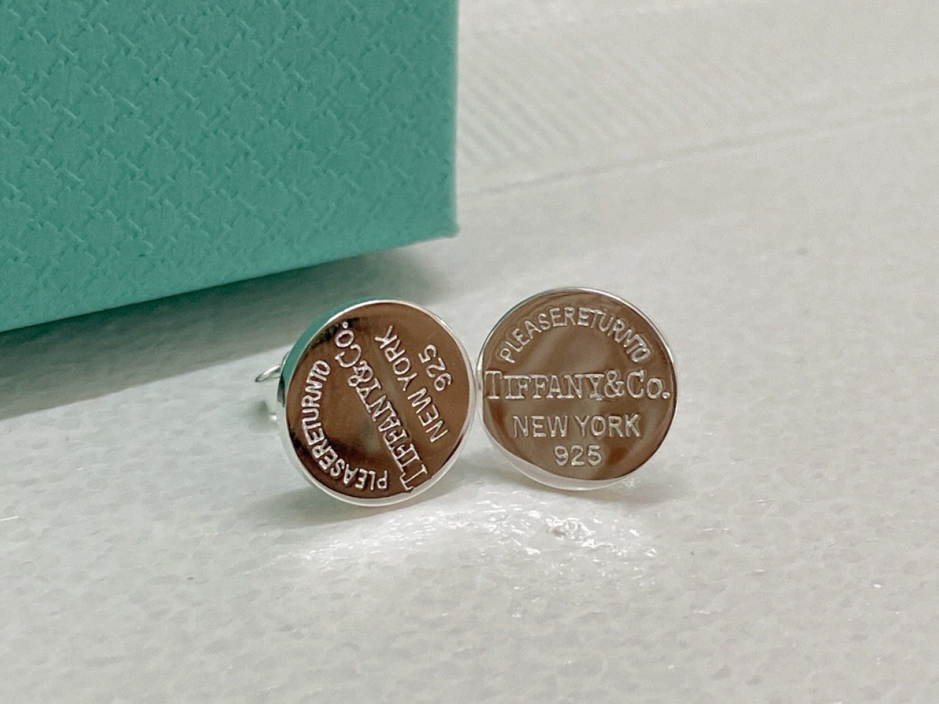 Tiffany & Co. 925 Silver Key Motif Earrings