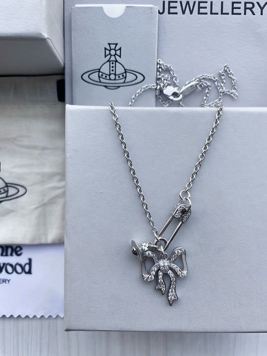Rhinestone Safety Pin Clavicle Chain