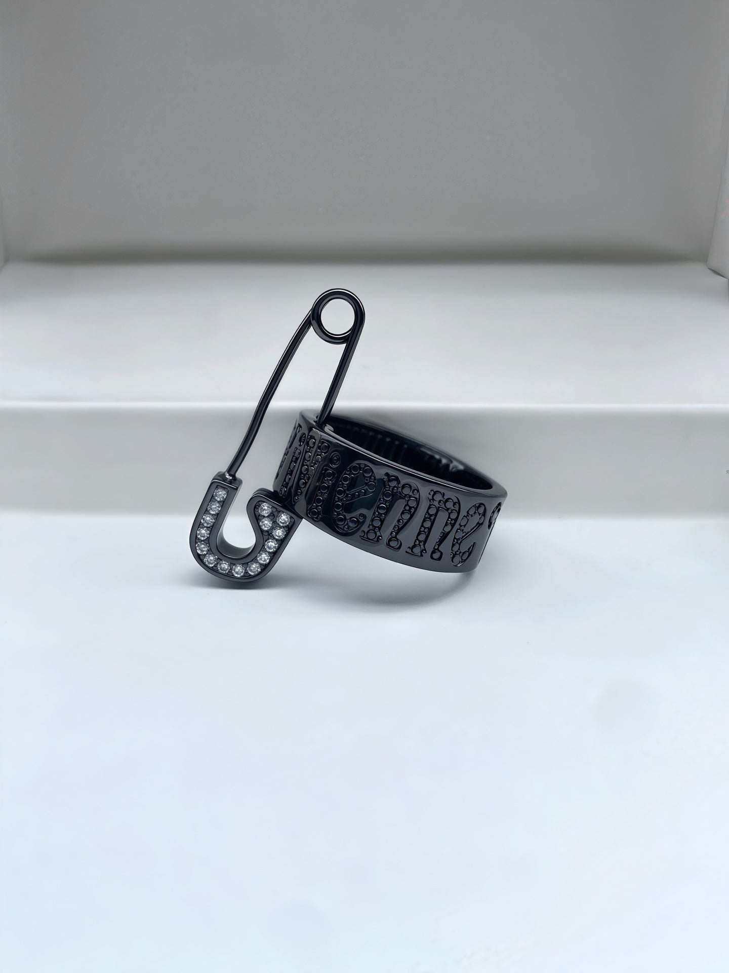 Safety Pin-Style Letter Ring