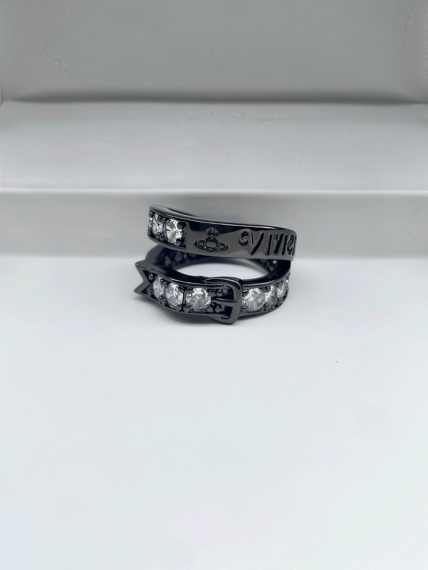 Full-Rhinestone Letter Ring