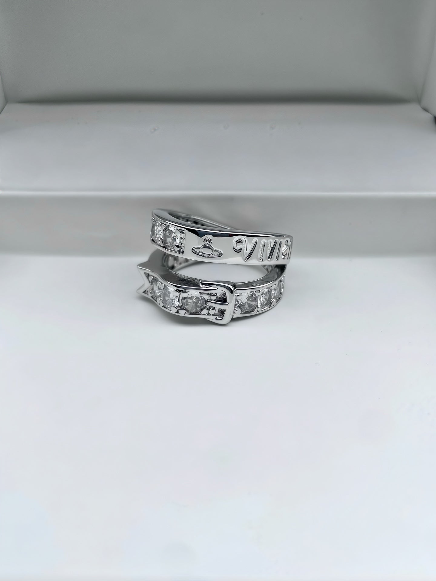 Full-Rhinestone Letter Ring