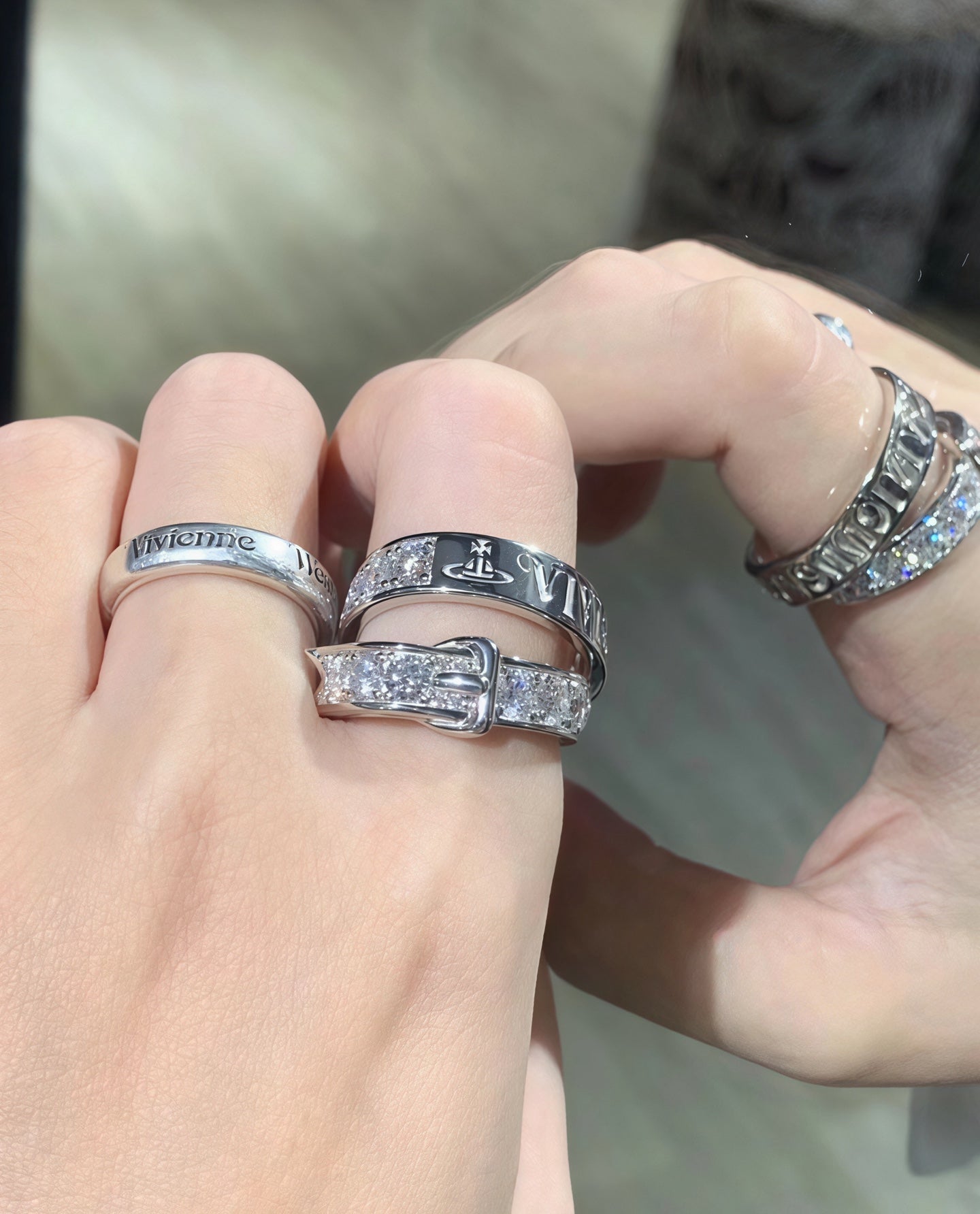 Full-Rhinestone Letter Ring