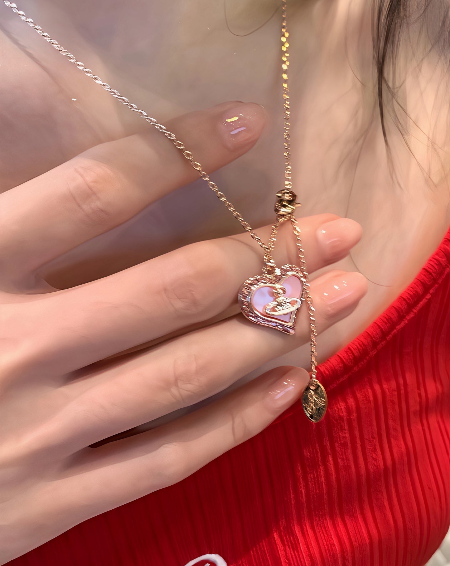 Shell & Rhinestone Collarbone Necklace