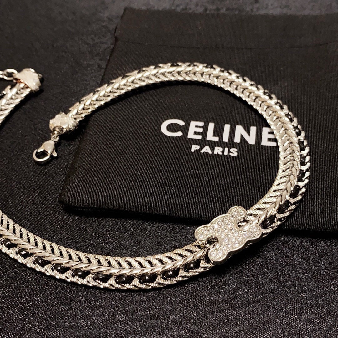 CELINE Crystal Triomphe Necklace