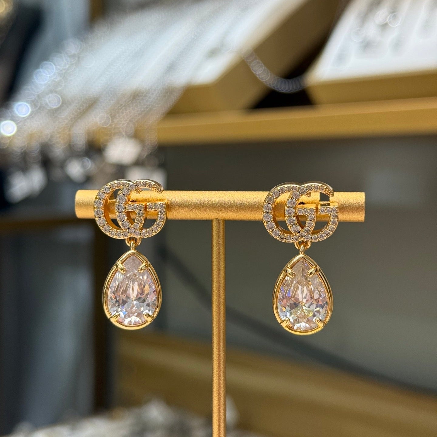 Gucci Gold-Plated Crystal Earrings