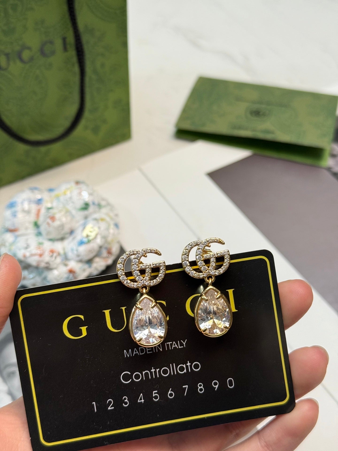 Gucci Gold-Plated Crystal Earrings