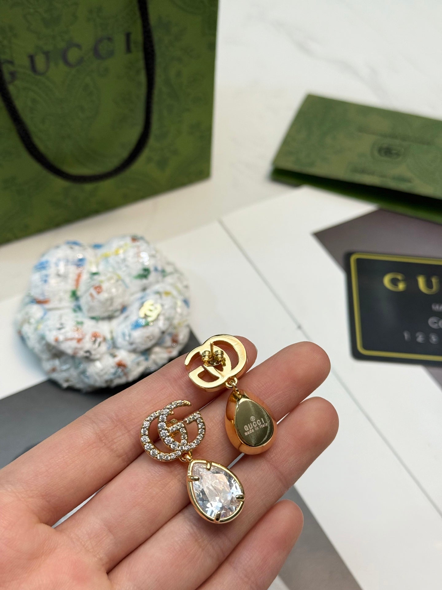 Gucci Gold-Plated Crystal Earrings