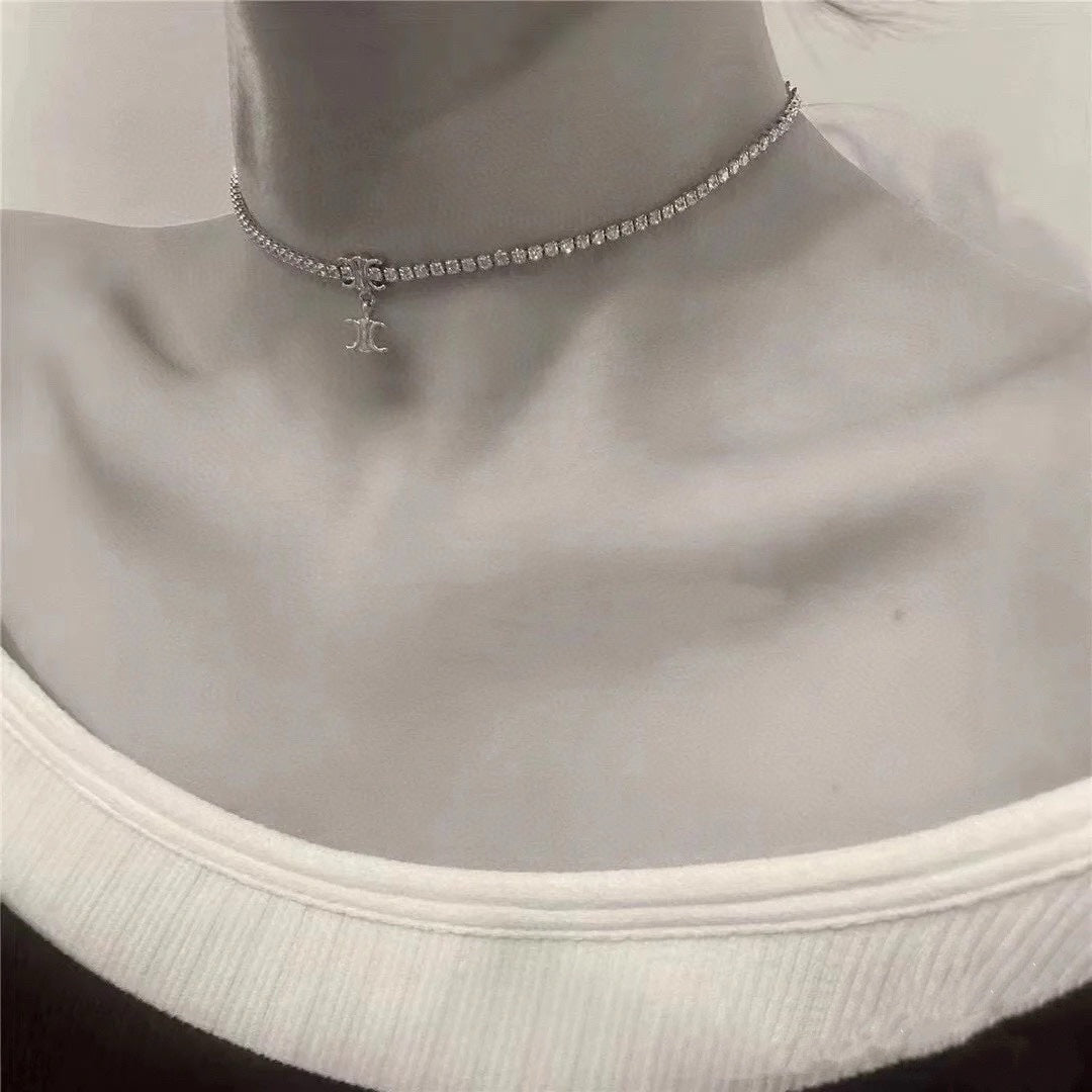 CELINE Crystal Triomphe Necklace