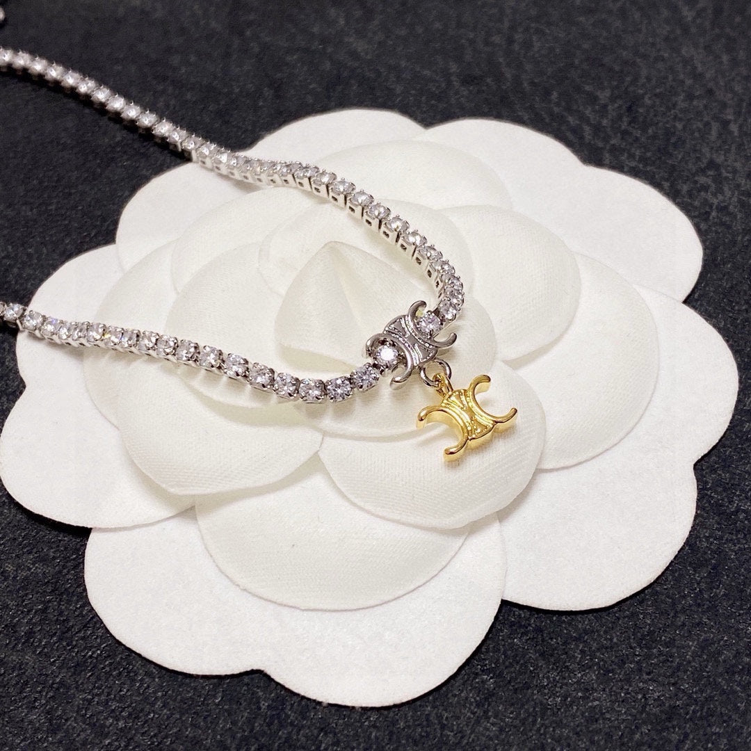 CELINE Crystal Triomphe Necklace