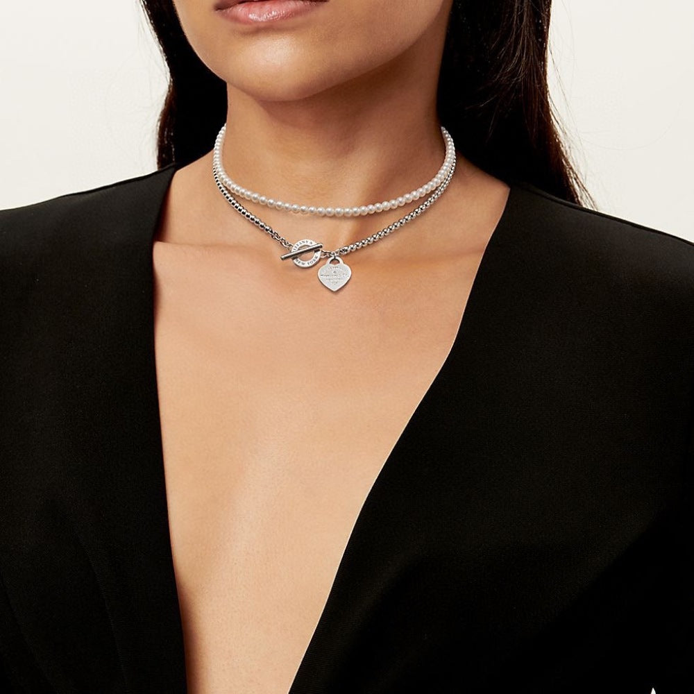 Tiffany & Co. Pearl Heart Necklace