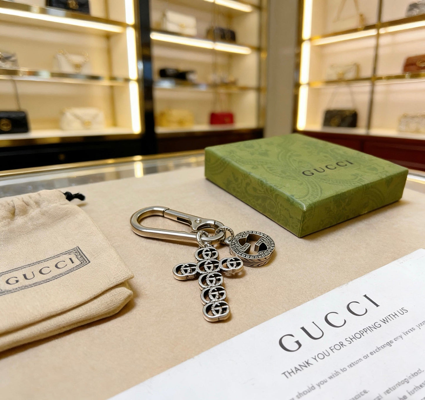 Gucci Vintage Double G Keychain