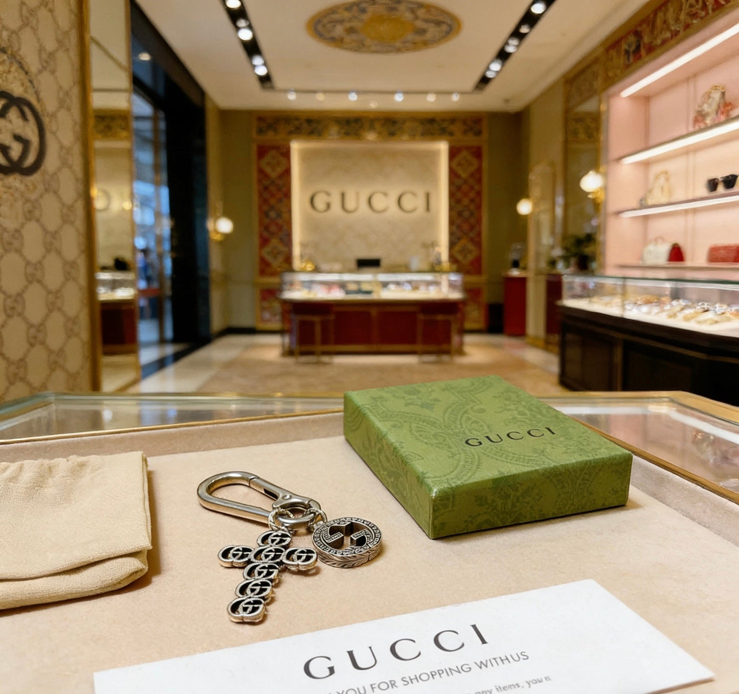 Gucci Vintage Double G Keychain