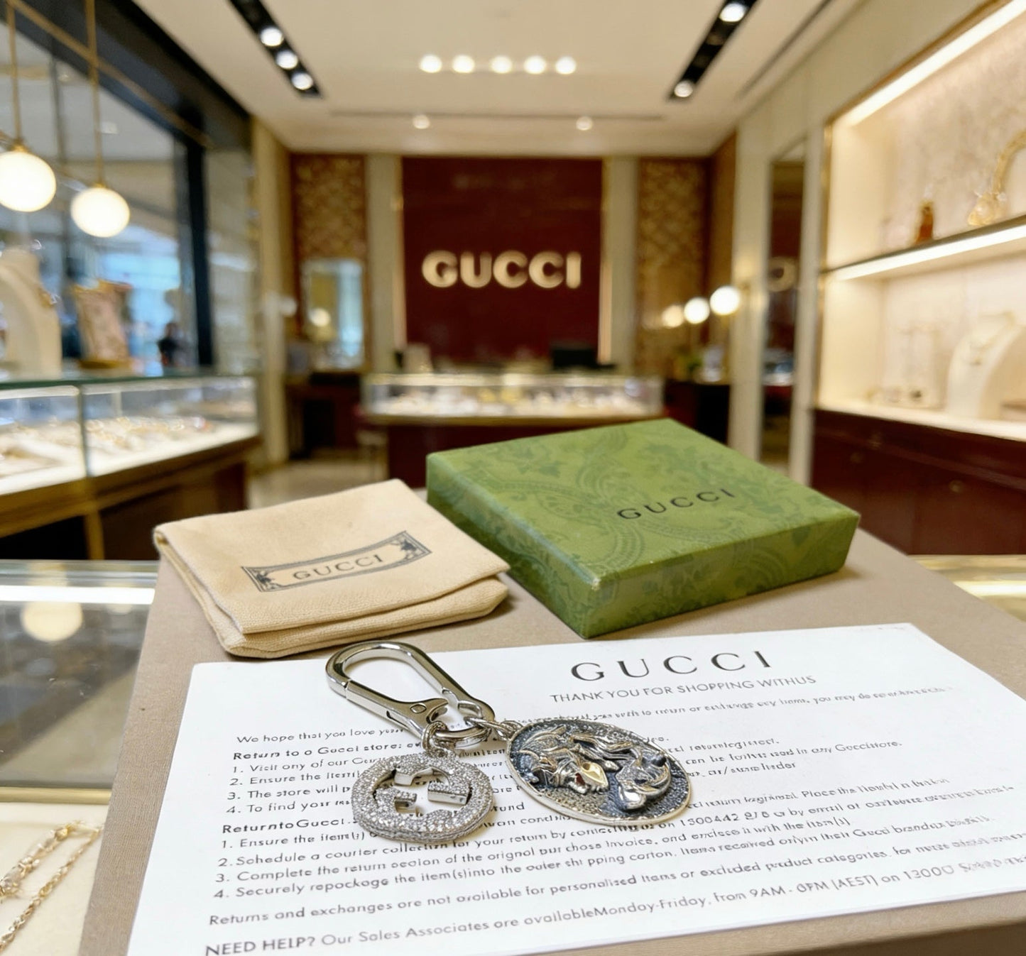 Gucci Vintage Double G Keychain