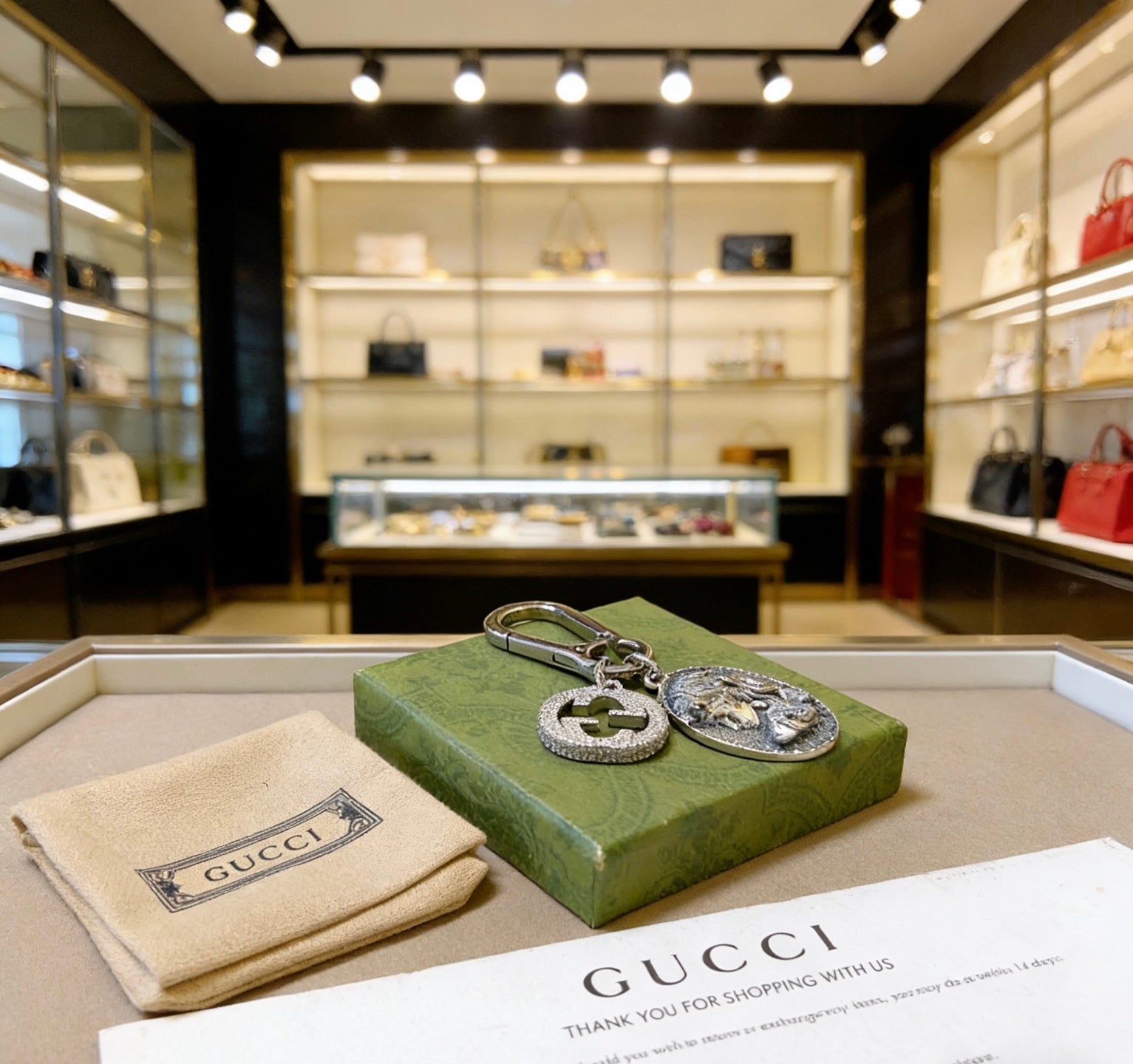 Gucci Vintage Double G Keychain