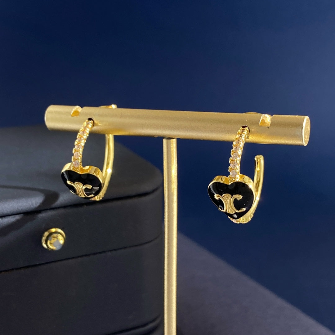 CELINE Brass Crystal Earrings