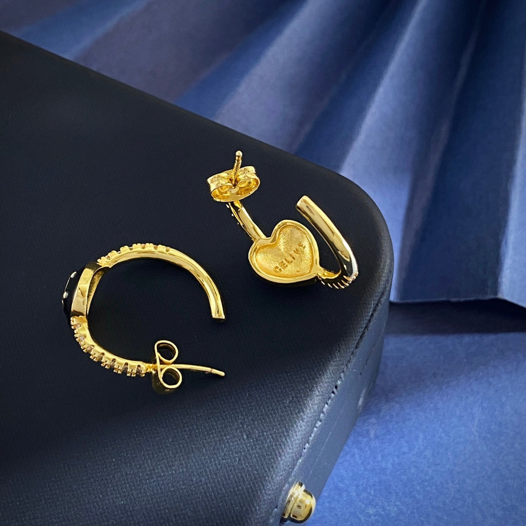 CELINE Brass Crystal Earrings