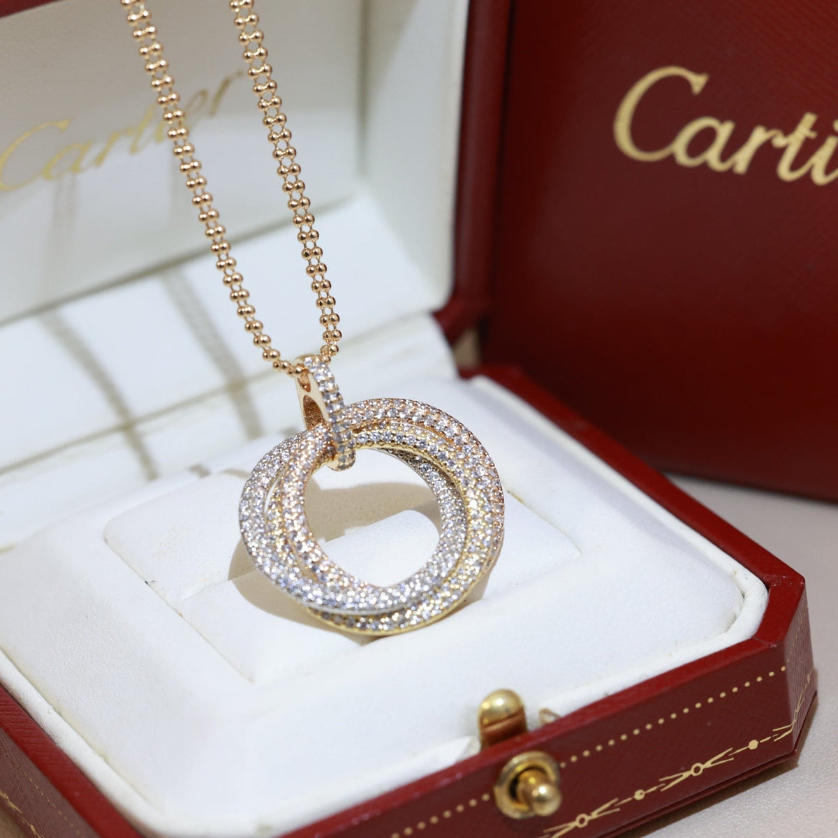 Cartier-Style Three-Ring Necklace