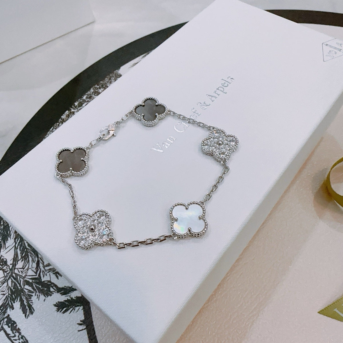 Van Cleef & Arpels-Style Rainbow Clover Bracelet