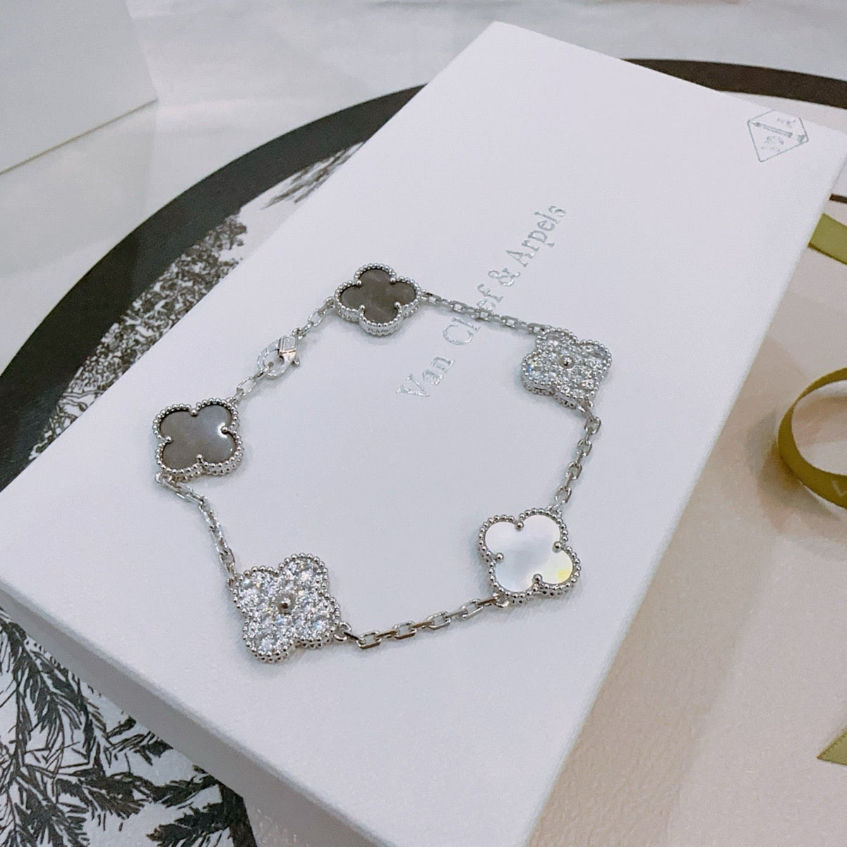 Van Cleef & Arpels-Style Rainbow Clover Bracelet