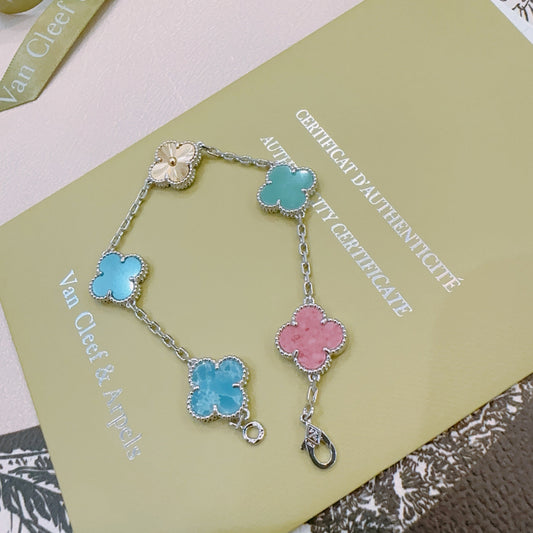 Van Cleef & Arpels-Style Rainbow Clover Bracelet