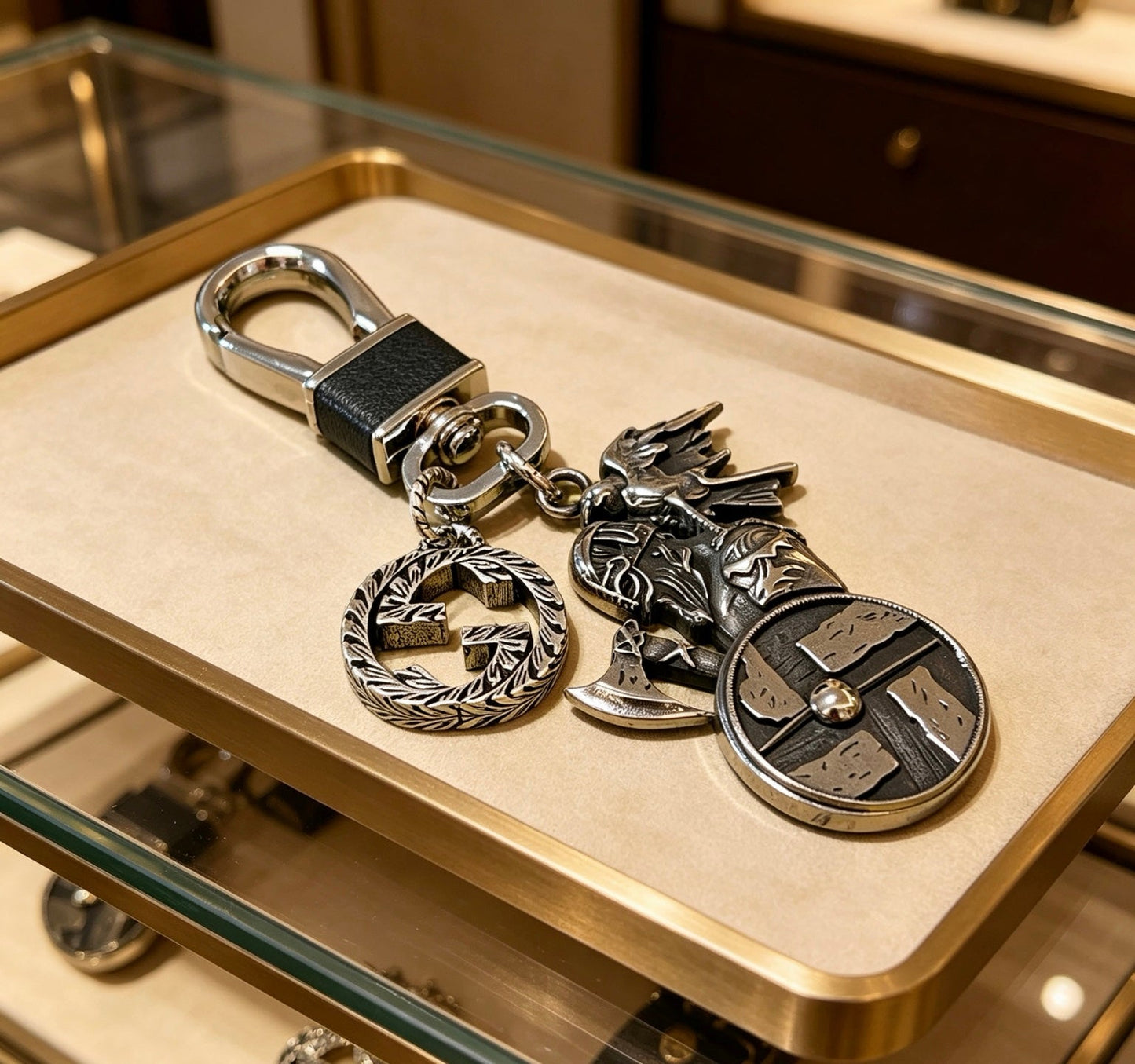 Gucci Vintage Double G Keychain