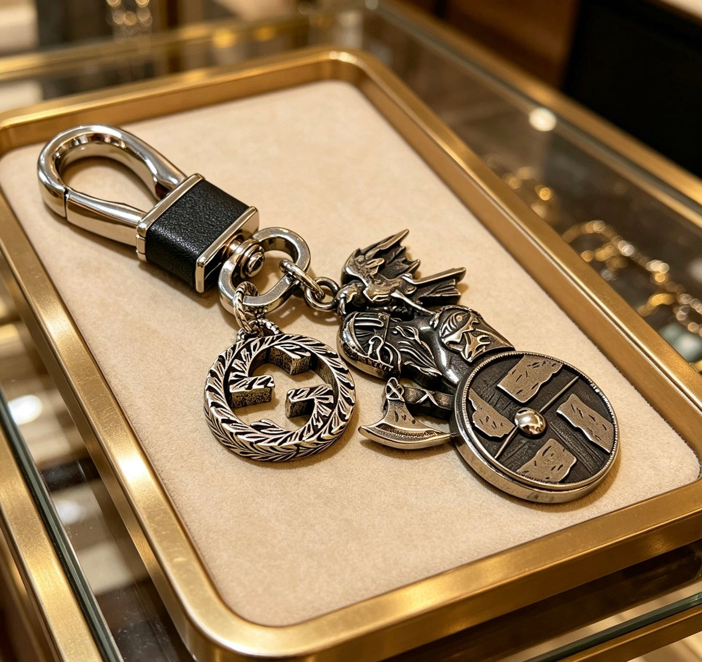 Gucci Vintage Double G Keychain
