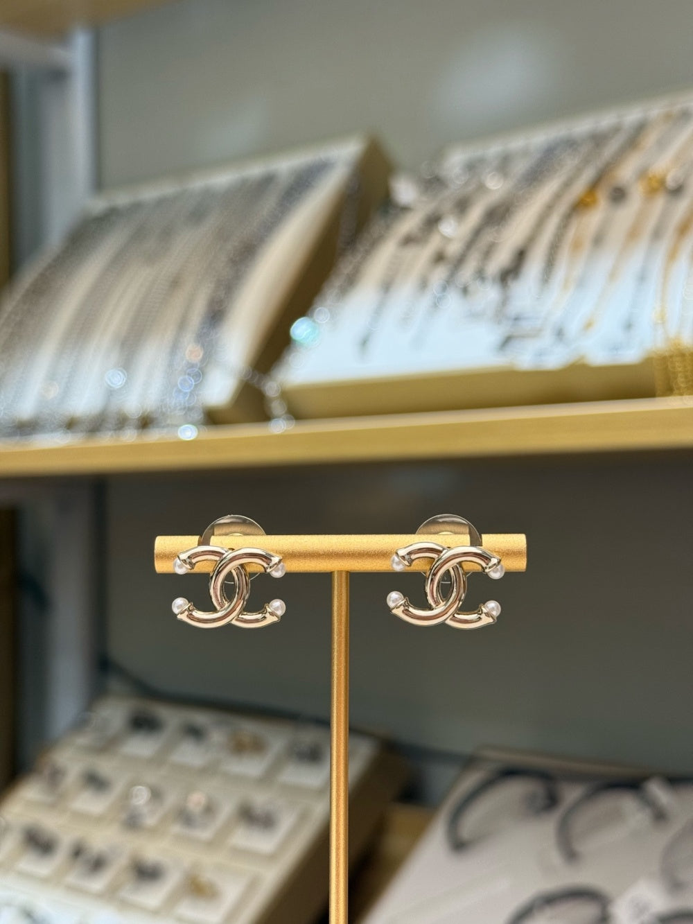 Chanel Pearl Brass Earrings