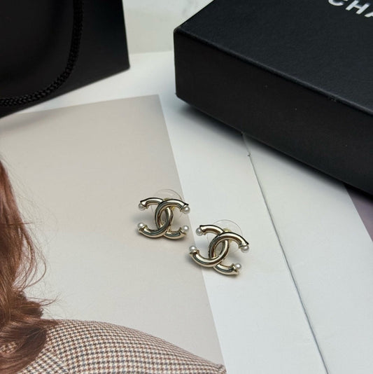 Chanel Pearl Brass Earrings