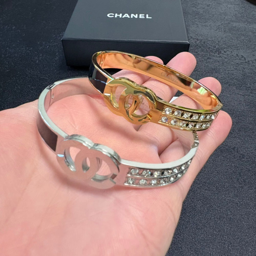 Chanel Crystal Stainless Steel Bracelet