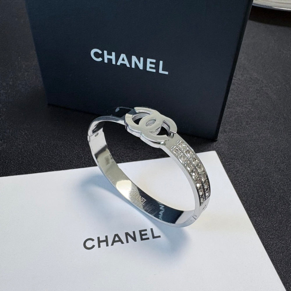 Chanel Crystal Stainless Steel Bracelet