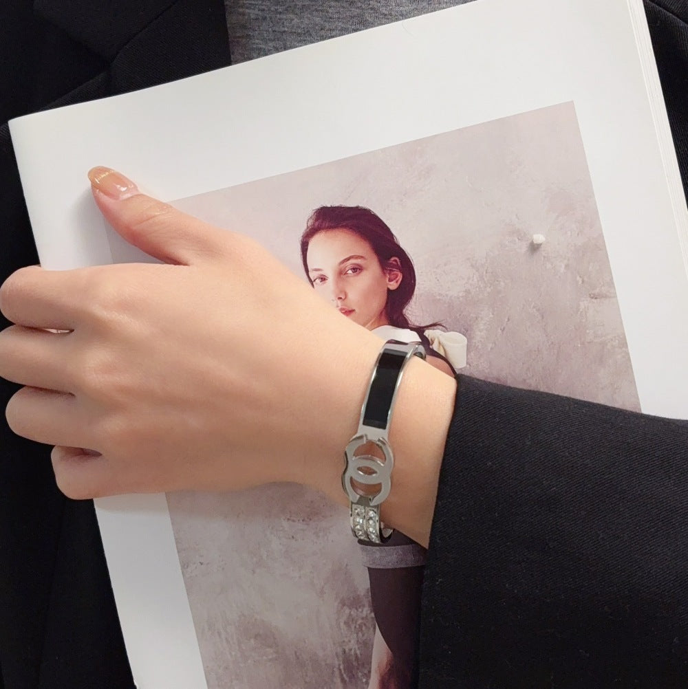 Chanel Crystal Stainless Steel Bracelet