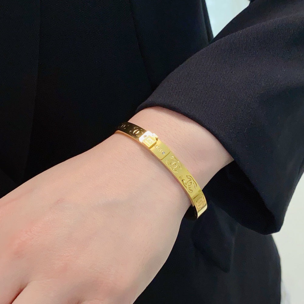 Chanel Crystal Stainless Steel Bracelet