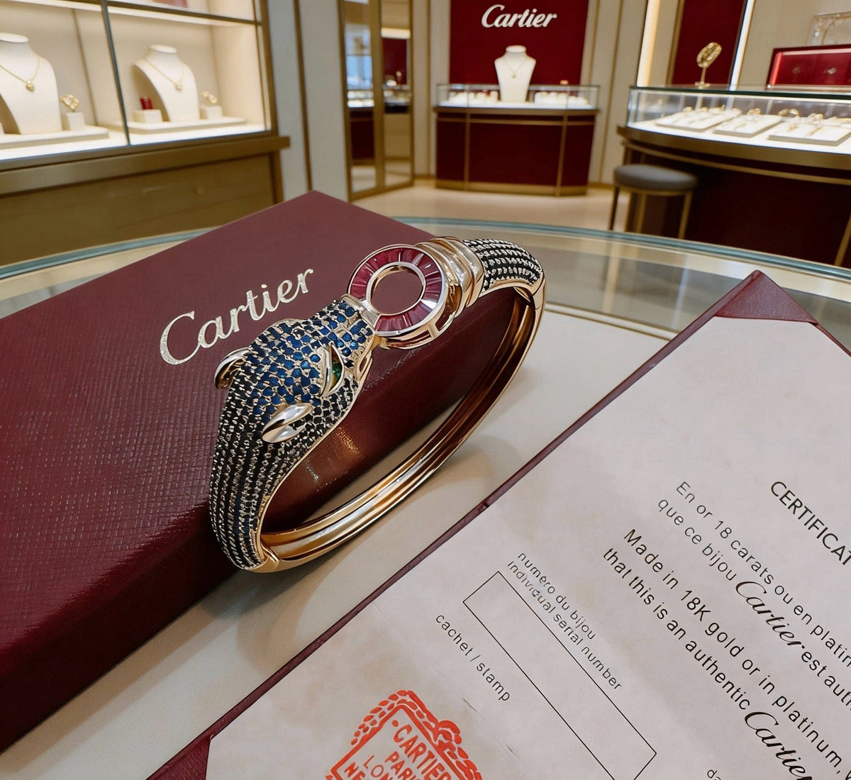 Cartier Panther-Head Full-Diamond Bracelet