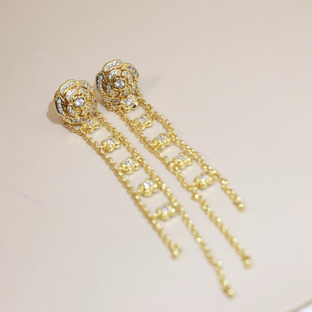 Chanel Crystal 925 Silver Earrings