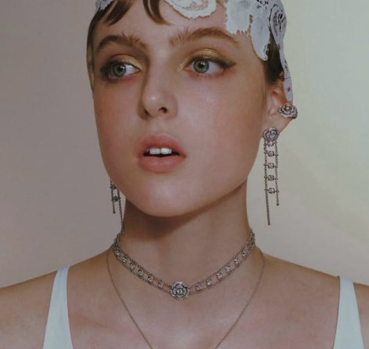 Chanel Crystal 925 Silver Earrings