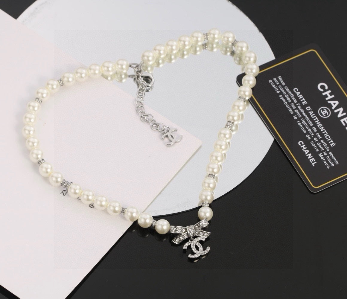 Chanel Pearl Brass Necklace