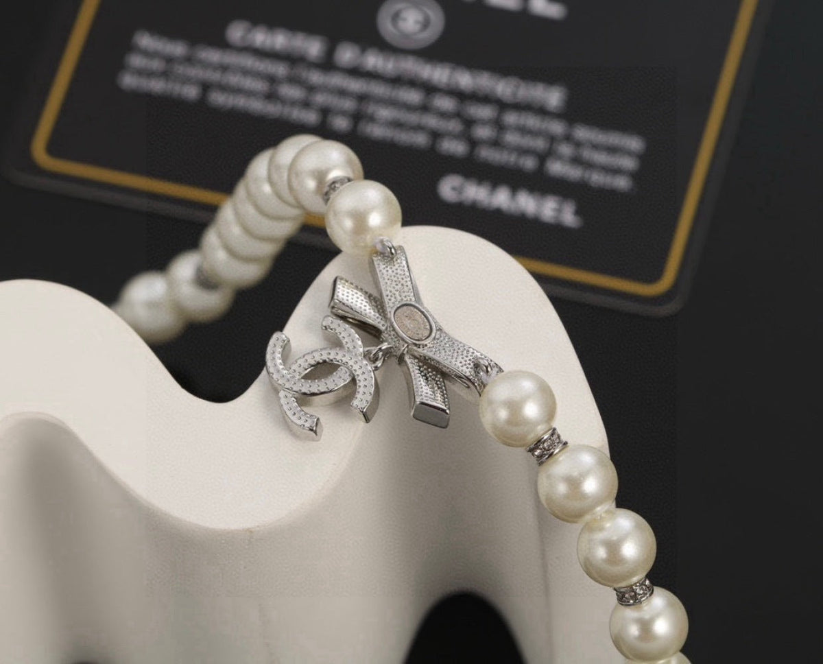 Chanel Pearl Brass Necklace