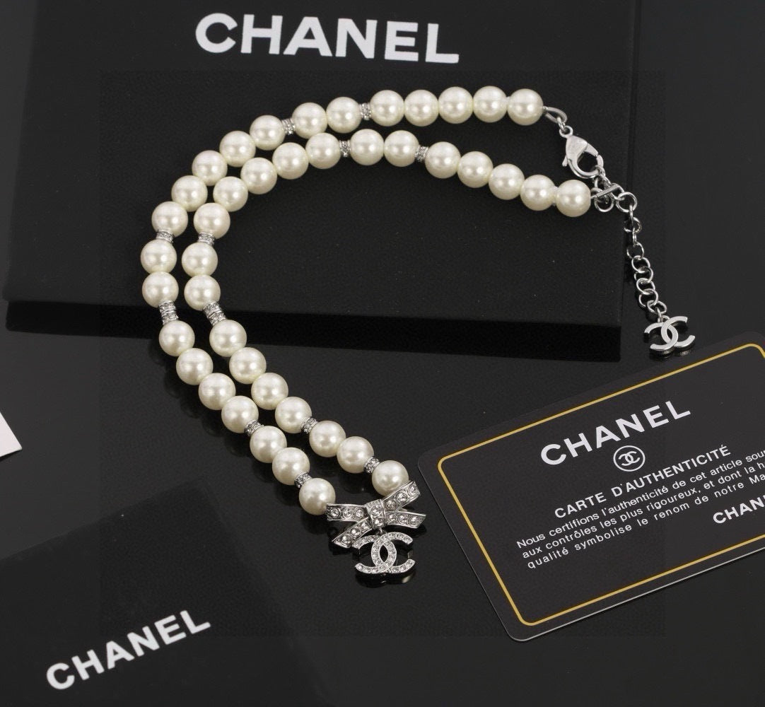 Chanel Pearl Brass Necklace