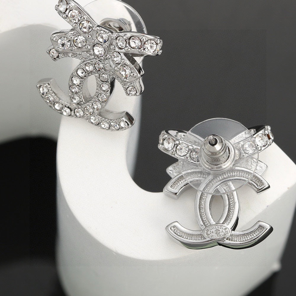 Chanel 925 Silver Bow Earrings