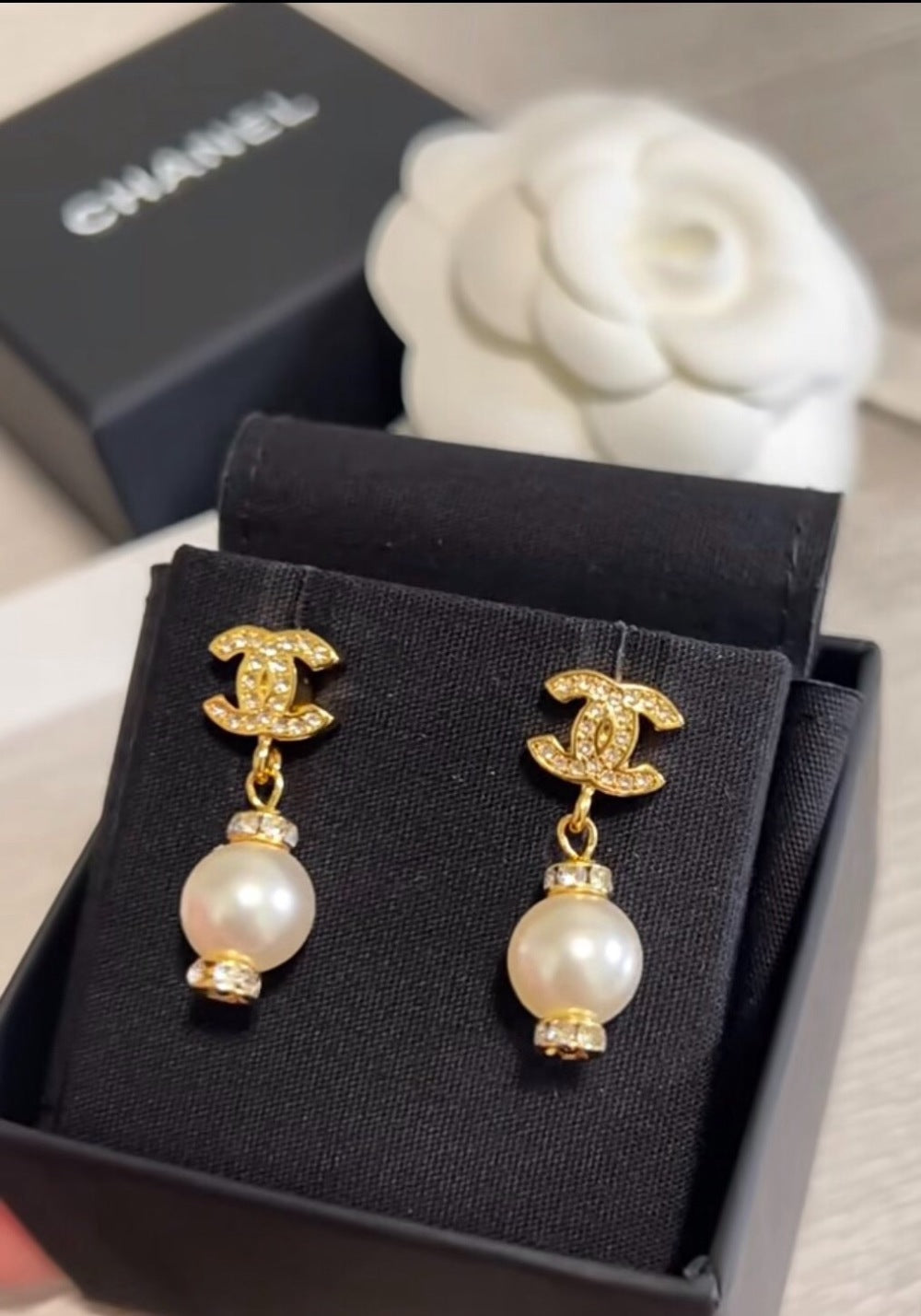 Chanel Pearl Crystal Earrings