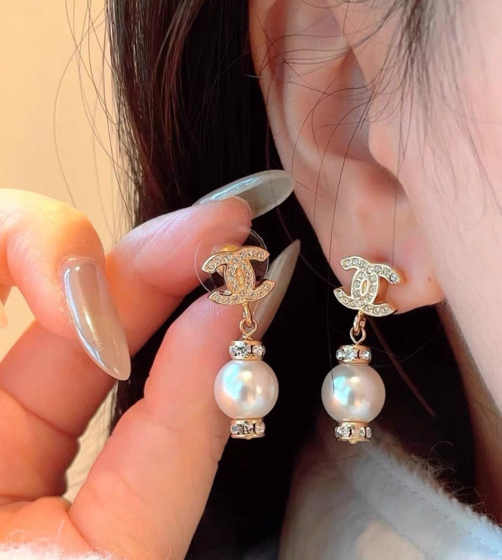 Chanel Pearl Crystal Earrings