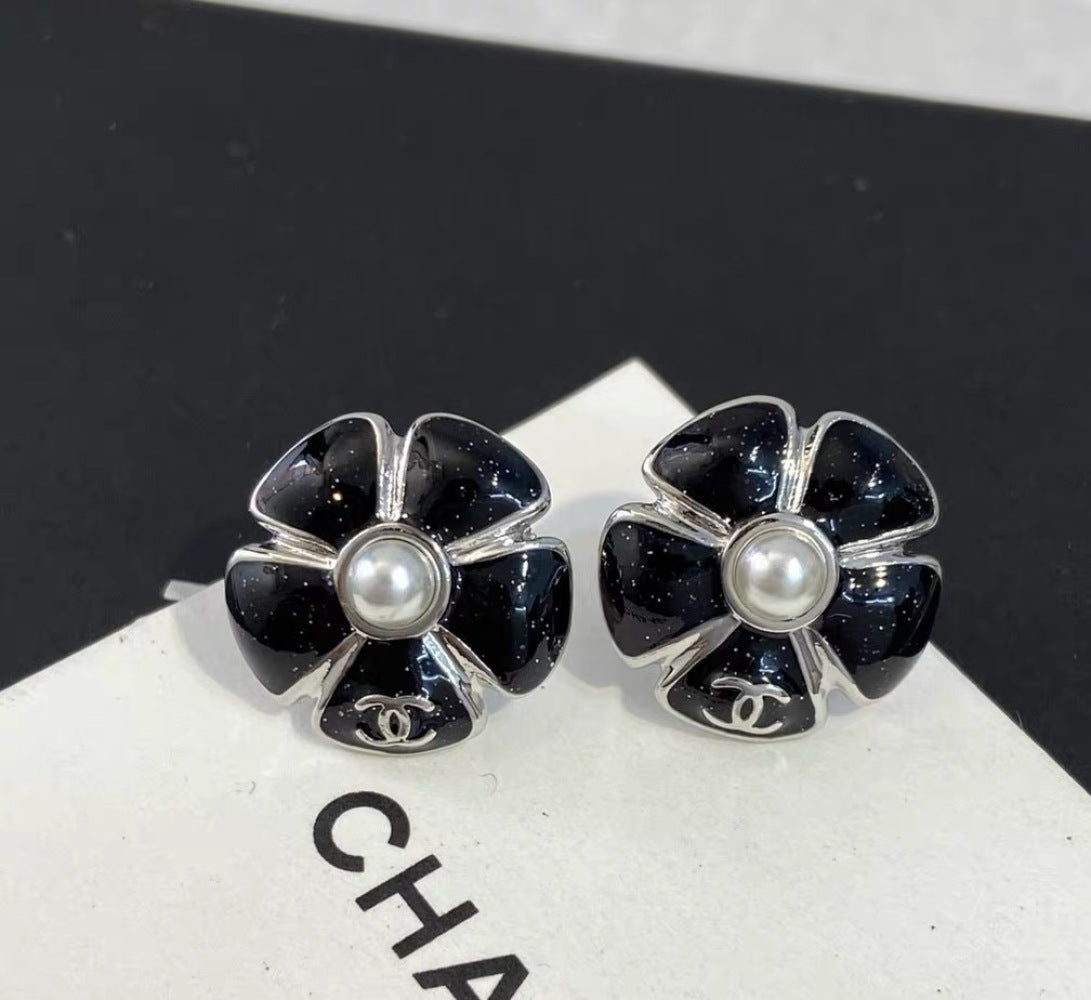 Chanel Brass Camellia Earrings