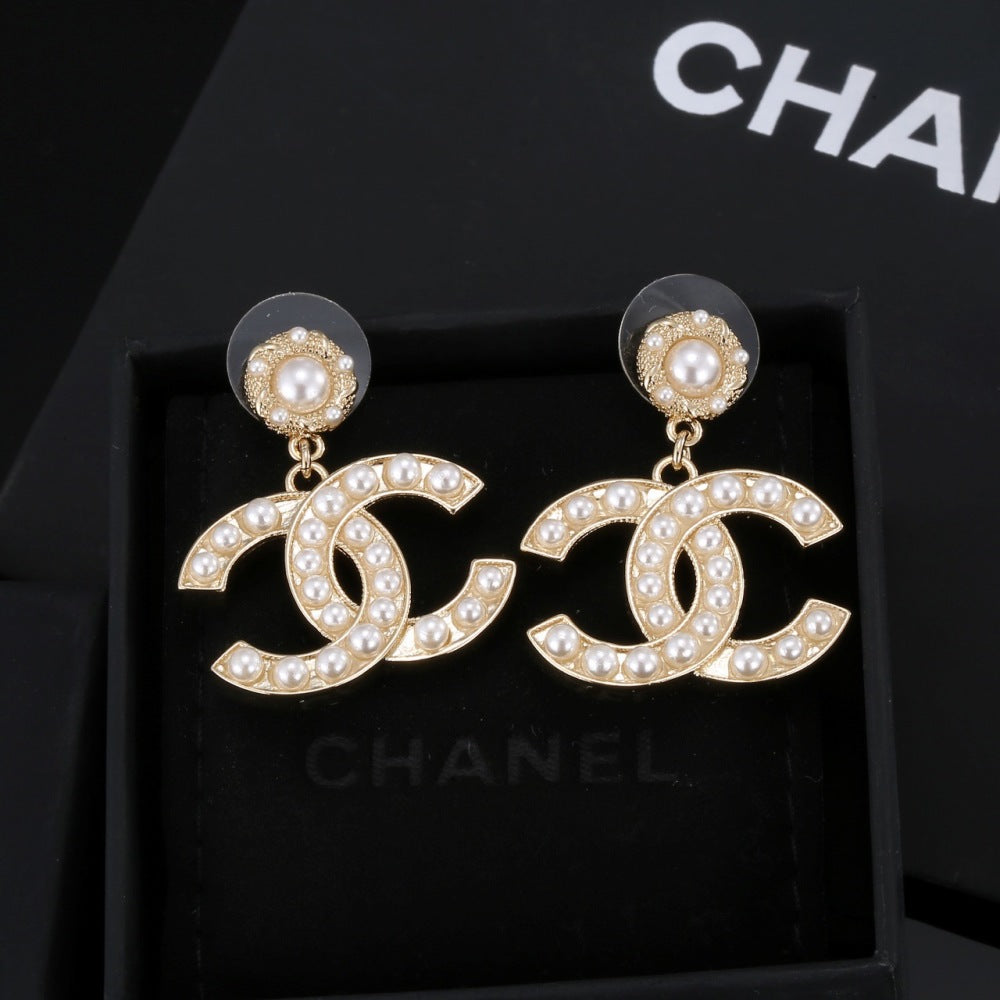 Chanel Pearl Crystal Earrings