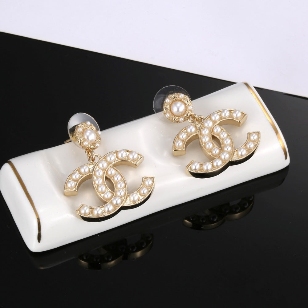 Chanel Pearl Crystal Earrings