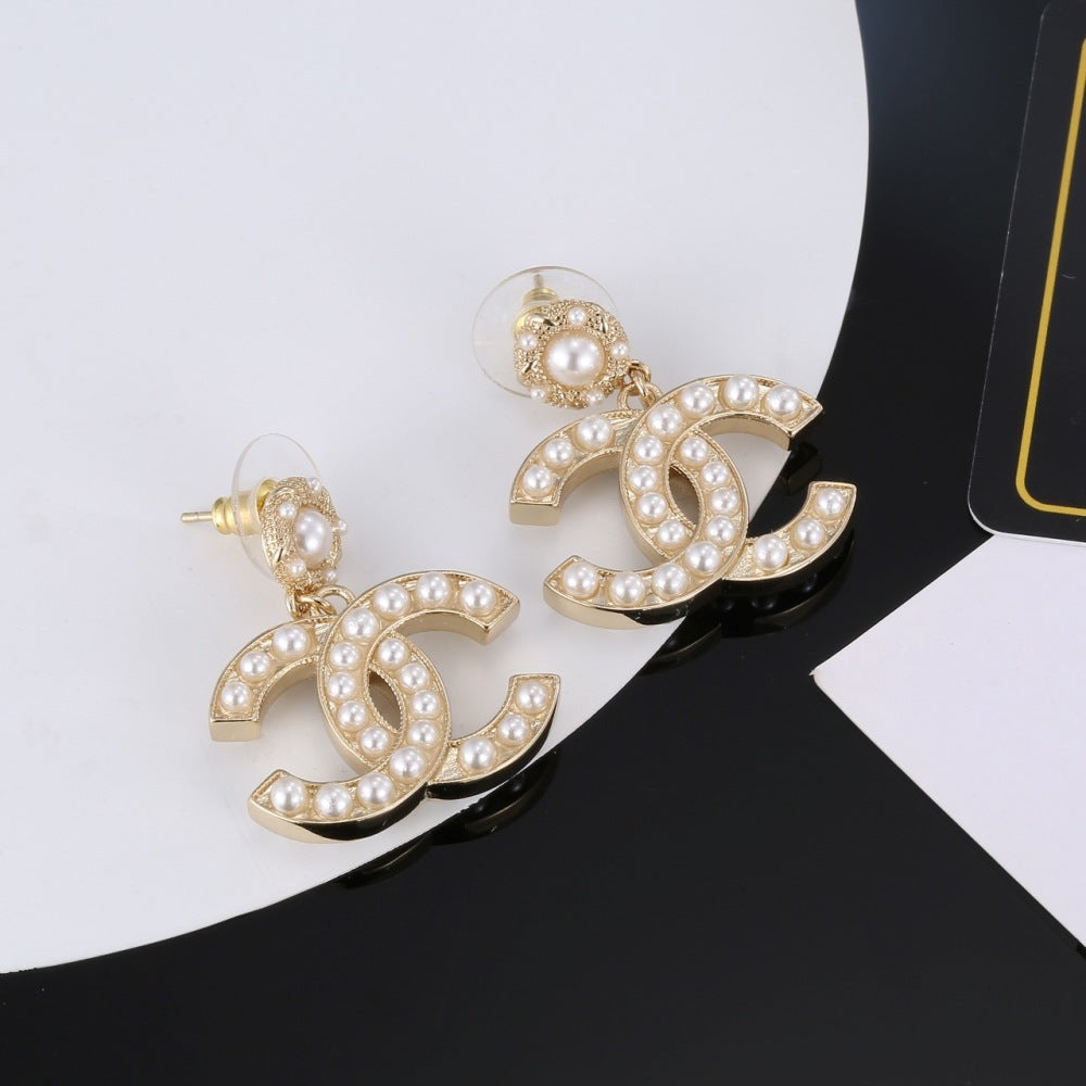 Chanel Pearl Crystal Earrings