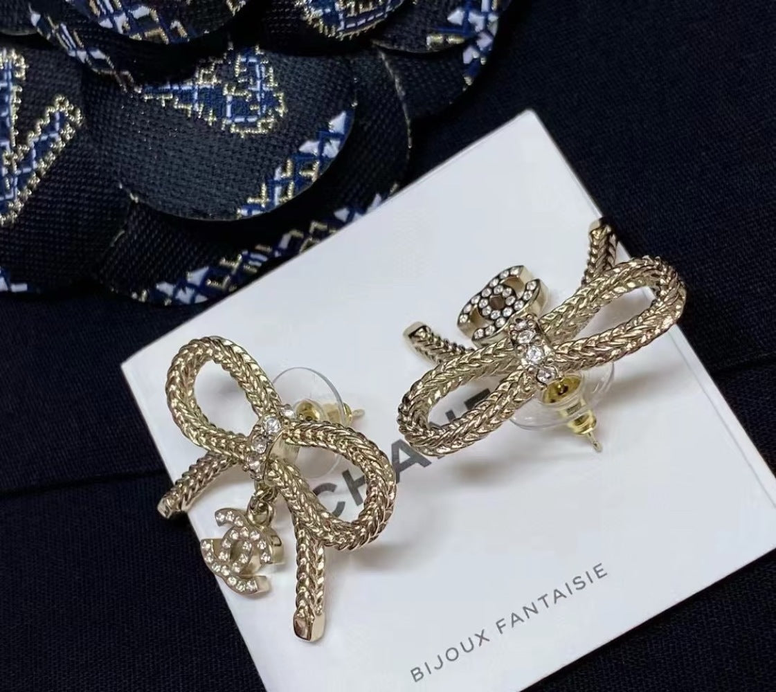 Chanel Bow Double C Earrings