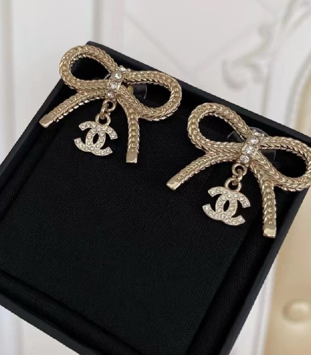 Chanel Bow Double C Earrings